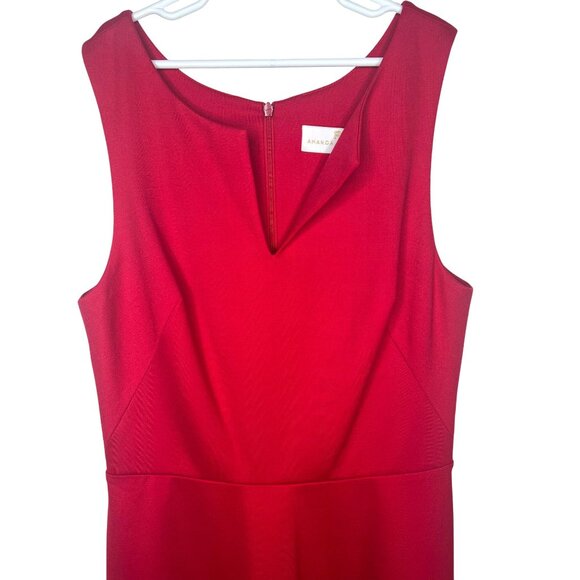 Amanda Uprichard Red Shosha Split Neck Ponte Mini Dress Back Zip Closure Medium - Picture 10 of 16